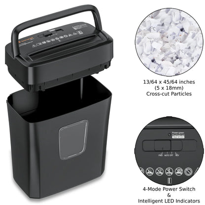 8-Sheet Cross Cut Paper Shredder for Home Office Use