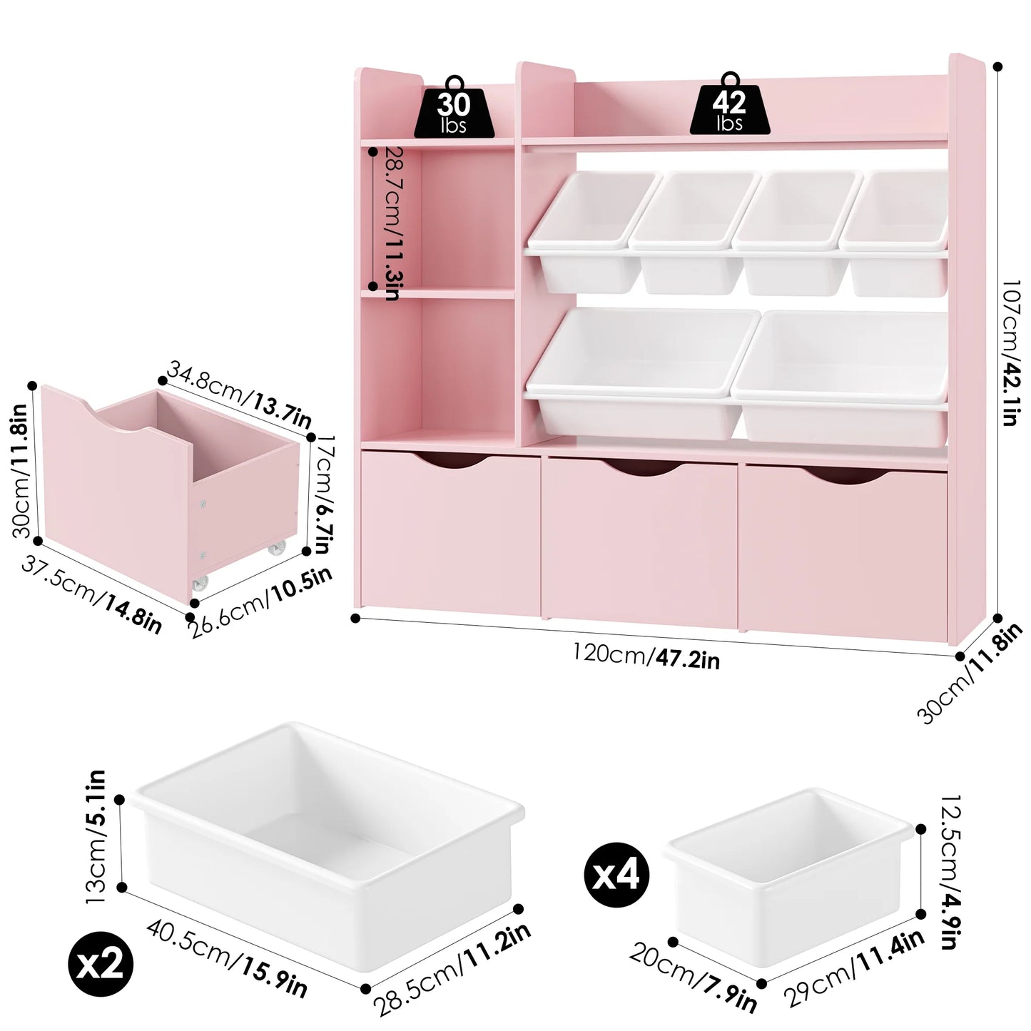 Homfa Kids Bookcase with 6 Storage Bins, Multi-Purpose Toy Organizers Bookshelf with 3 Drawers for Bedroom Nursery Playroom, White
