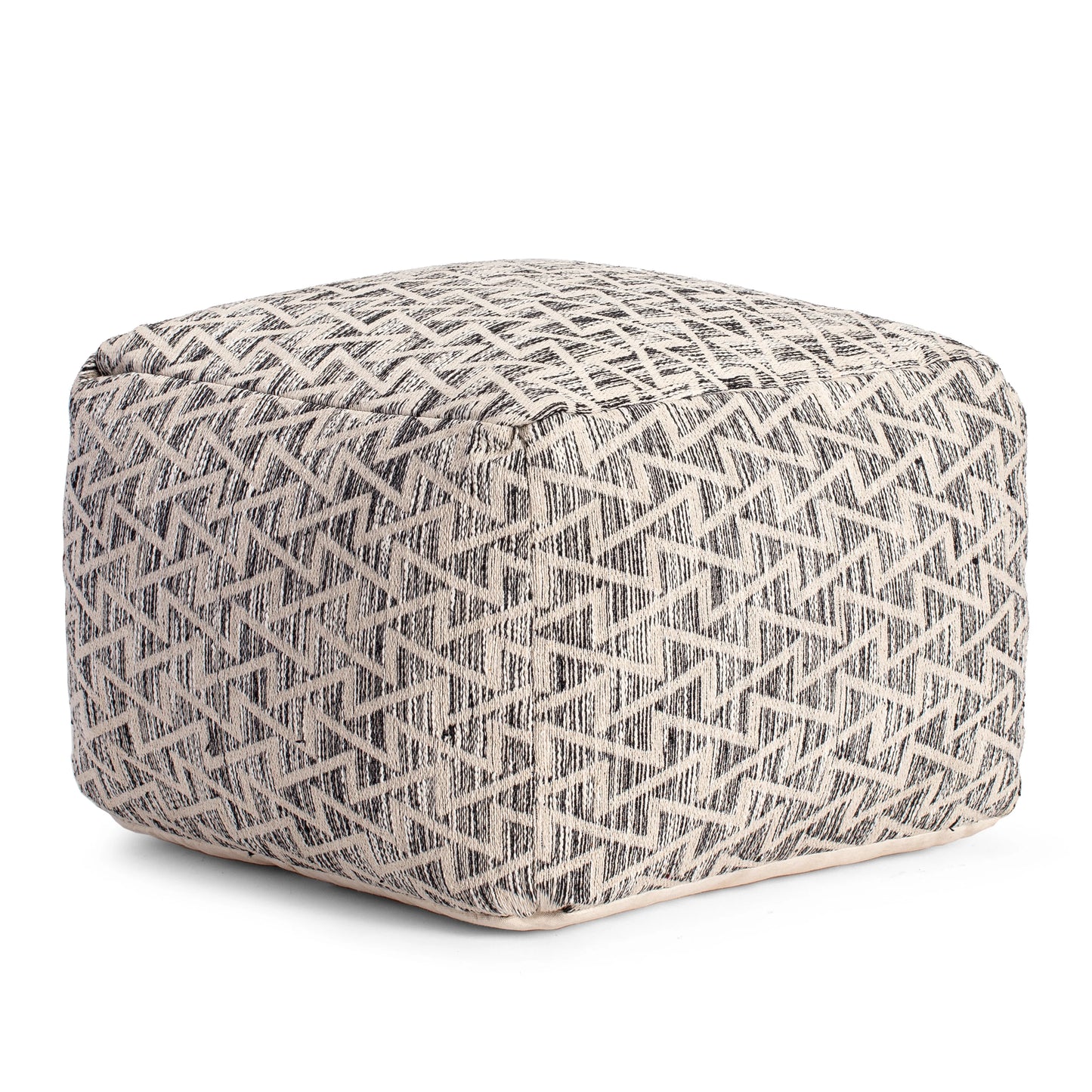 Jani Lafayette 22" Square Black Pouf Ottoman