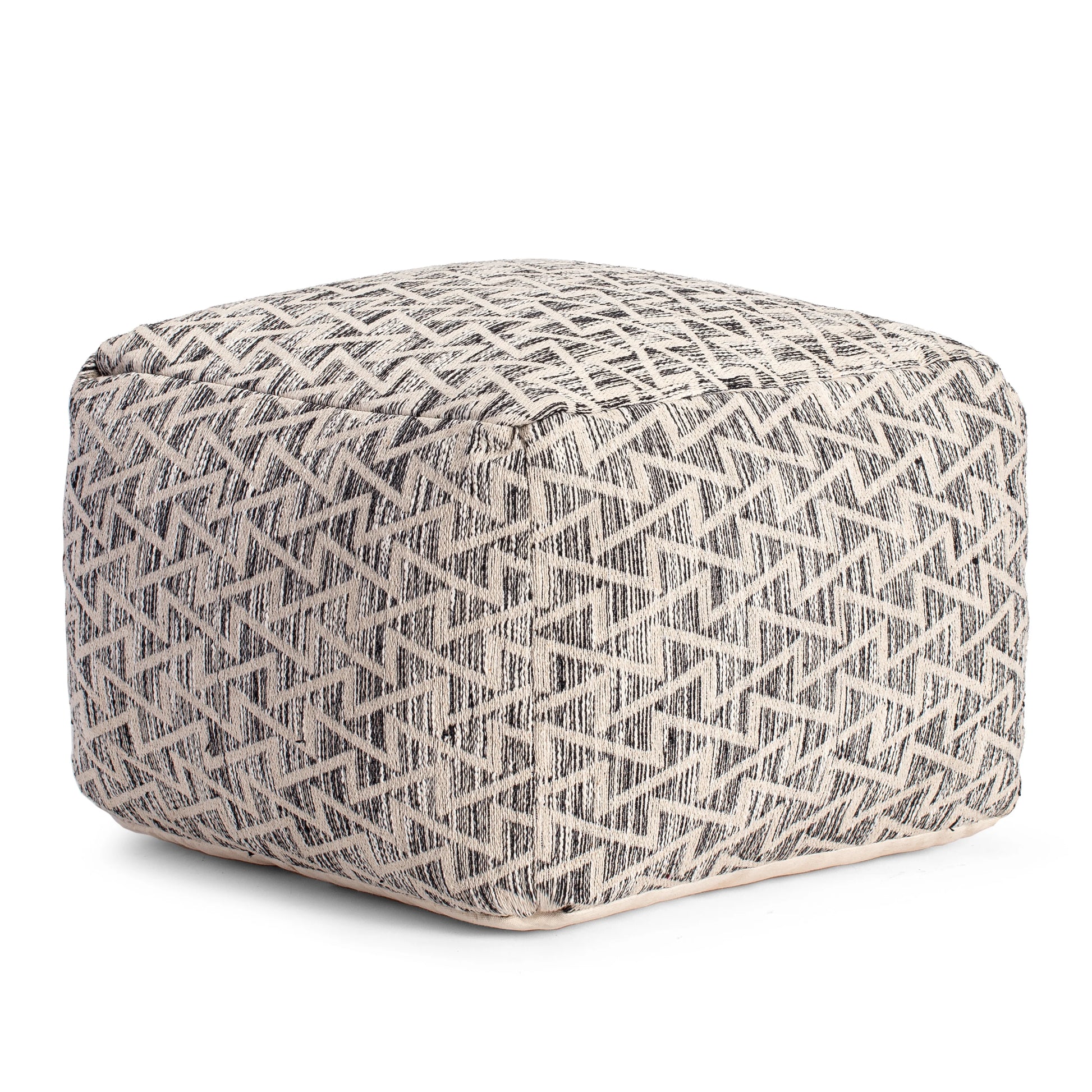 Jani Lafayette 22" Square Black Pouf Ottoman