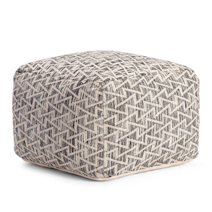 Jani Lafayette 22" Square Black Pouf Ottoman