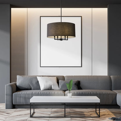 Globe Electric 60340 Emery 4 Light 20" Wide Drum Pendant - Black