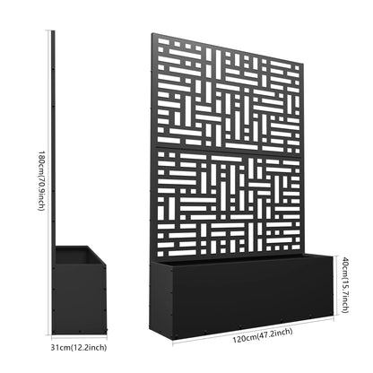 FOOWIN 71'' H Metal Planter with Trellis, Outdoor Raised Garden Bed for Climbing Plants, Trellis Planter Box with Drainage Hole, Black