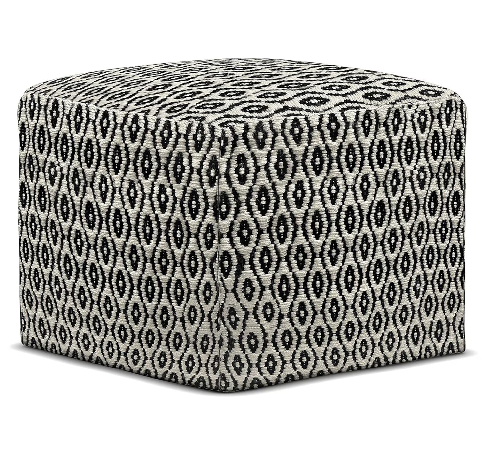 Exlonjet Margo 20 Inch Boho Round Pouf in Multi Color Braided Jute, For the Living Room, Bedroom and