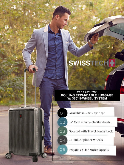 Swiss Tech Excursion 29" Hard side Rolling Upright Luggage - Charcoal
