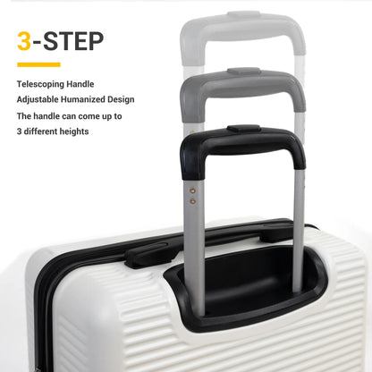 Tripcomp 7-Piece Hardside Luggage Set with TSA Lock Lightweight ABS+PC Suitcase (16/20/24/28 Inch) with 360° Silent Spinner Wheels, Duffel Bag and 2 Packing Cubes (White)