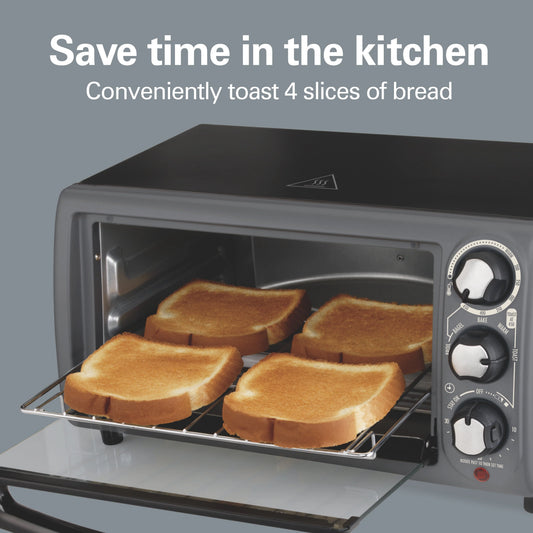 Hamilton Beach Toaster Oven, Black with Gray Accents, 31148