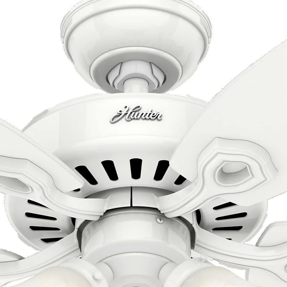 Hunter - Builder Indoor Ceiling Fan With Light, 42-inch, Snow White, Traditional-style, 3-speed WhisperWind Motor, 52105, for living rooms, bedrooms, home offices, kitchens