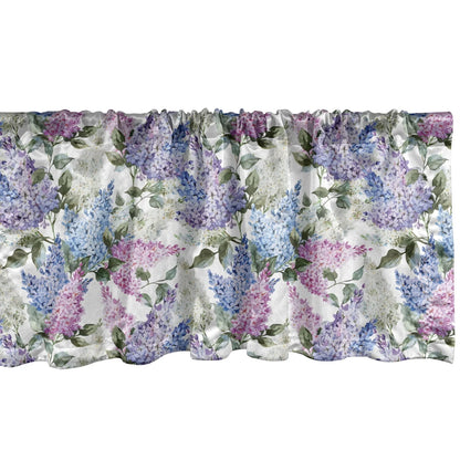 Lilac Window Valance Pack of 2, Colorful Lilac Flowers Budding Efflorescence Season Soulful Spring in the Country, Rod Pocket Curtain Valances Kitchen Bedroom, 2 Sizes, Multicolor, by Ambesonne