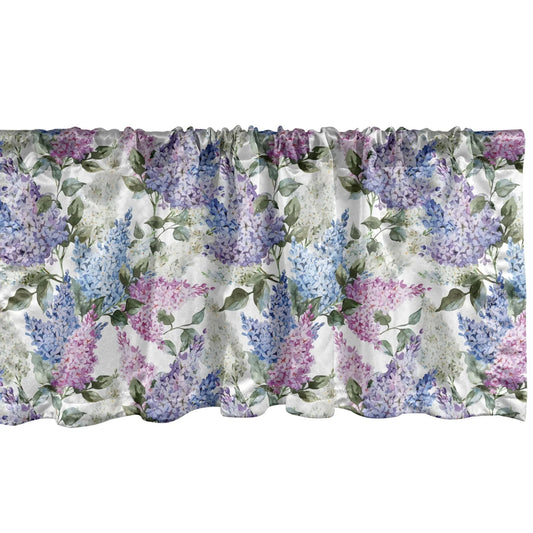 Lilac Window Valance Pack of 2, Colorful Lilac Flowers Budding Efflorescence Season Soulful Spring in the Country, Rod Pocket Curtain Valances Kitchen Bedroom, 2 Sizes, Multicolor, by Ambesonne