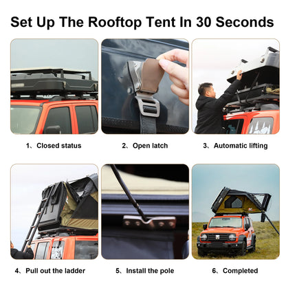 Naturnest Rooftop Tent HardShell with Luggage Rack,Camping Tent for Van Suv Truck Car Vehicle Outdoor, 2-3 Person
