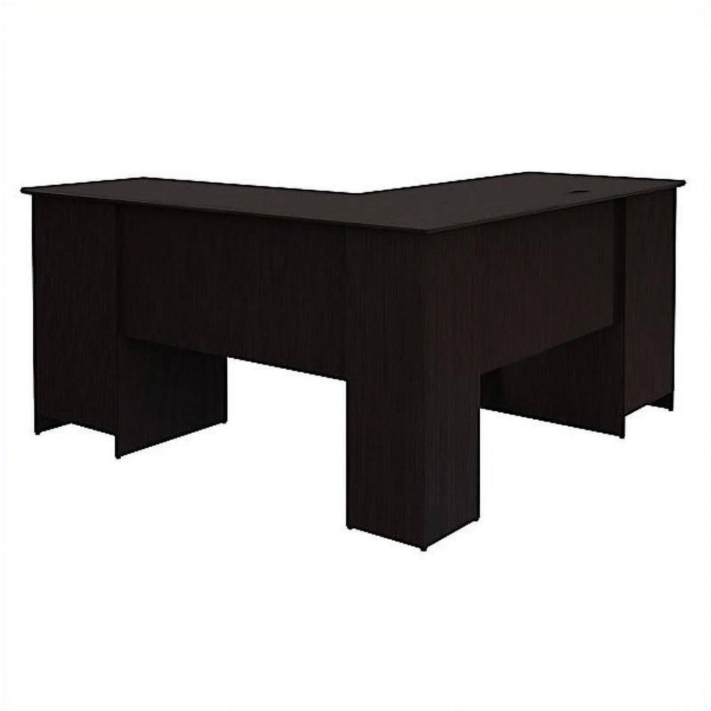 Pemberly Row 60" Home Office L-Shape Desk with 4-Port USB Hub and File Drawer in Heather Gray
