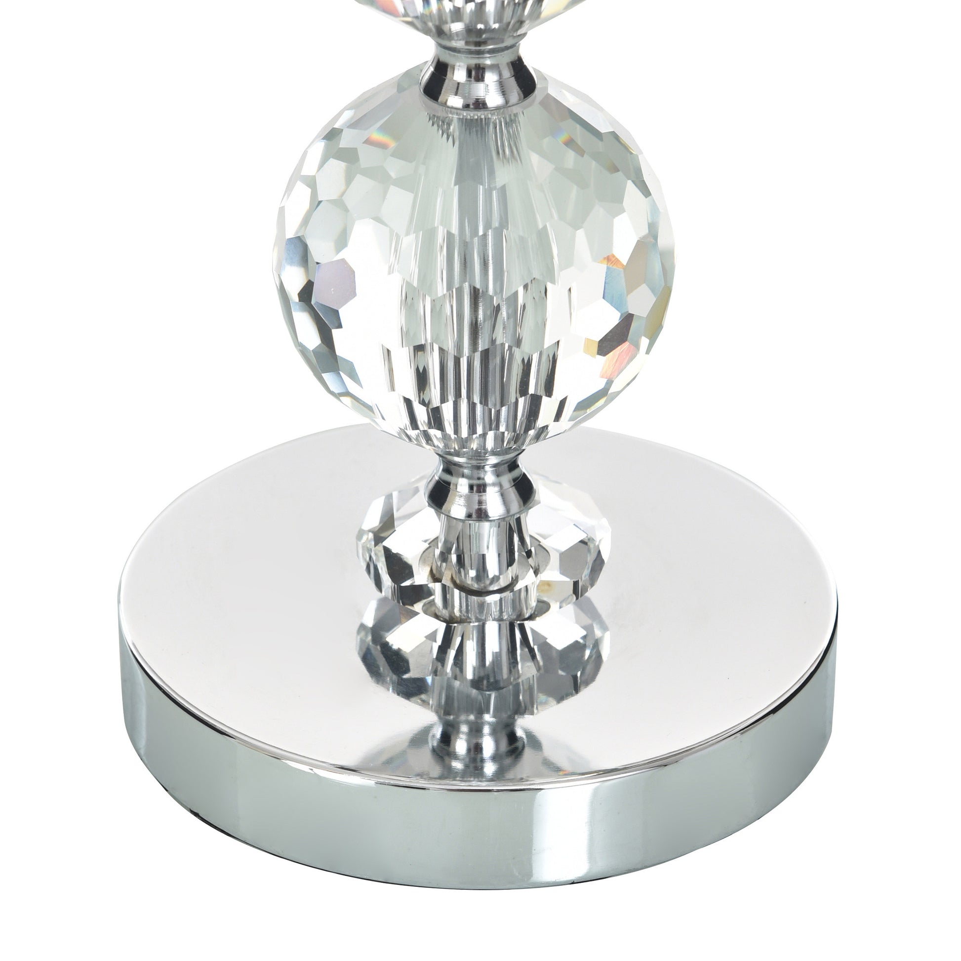 Chrome Finish Crystal Glass Pillar Candleholders, Set of 3