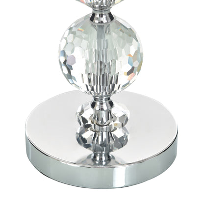 Chrome Finish Crystal Glass Pillar Candleholders, Set of 3