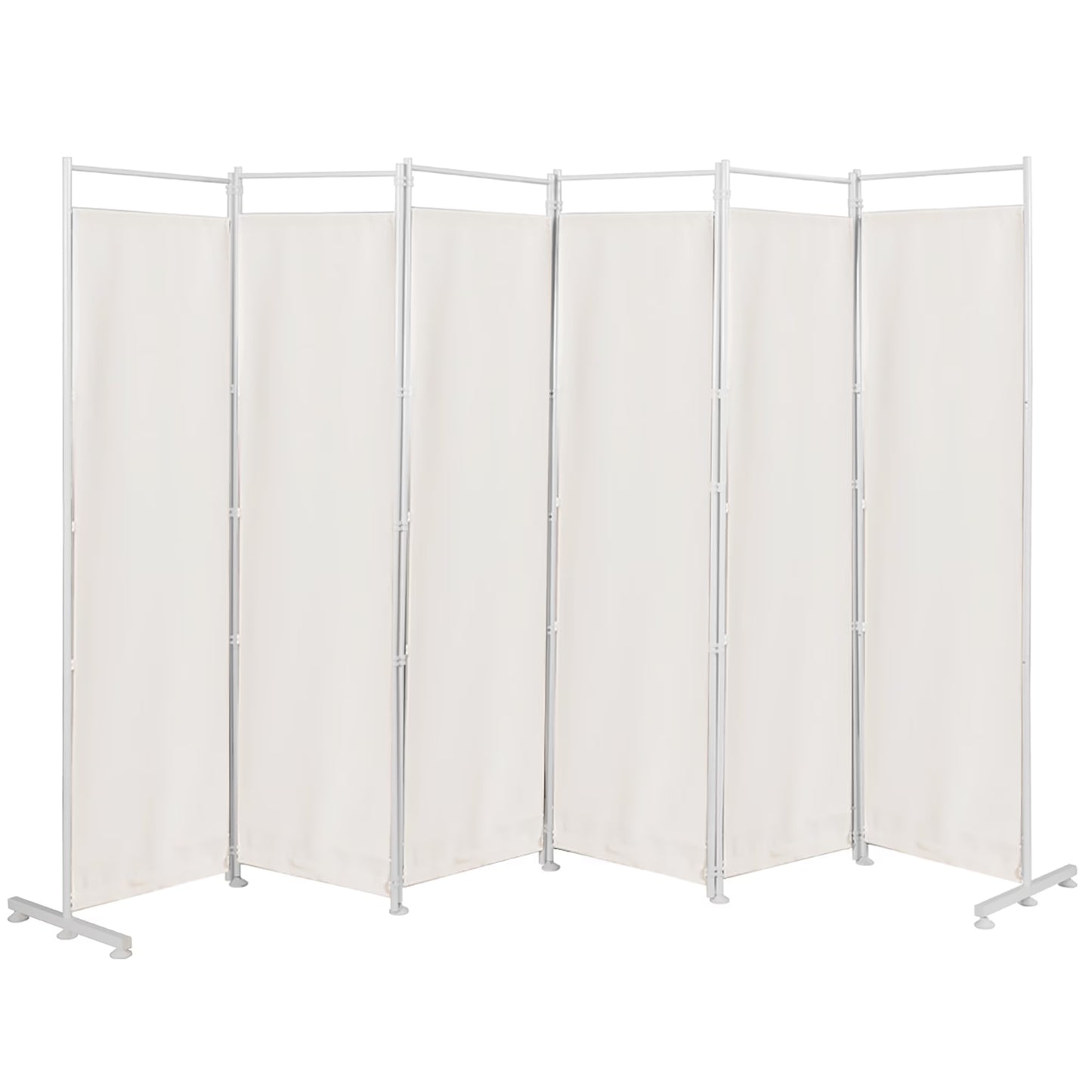 Costway 6-Panel Room Divider Folding Privacy Screen w/Steel Frame Decoration Brown