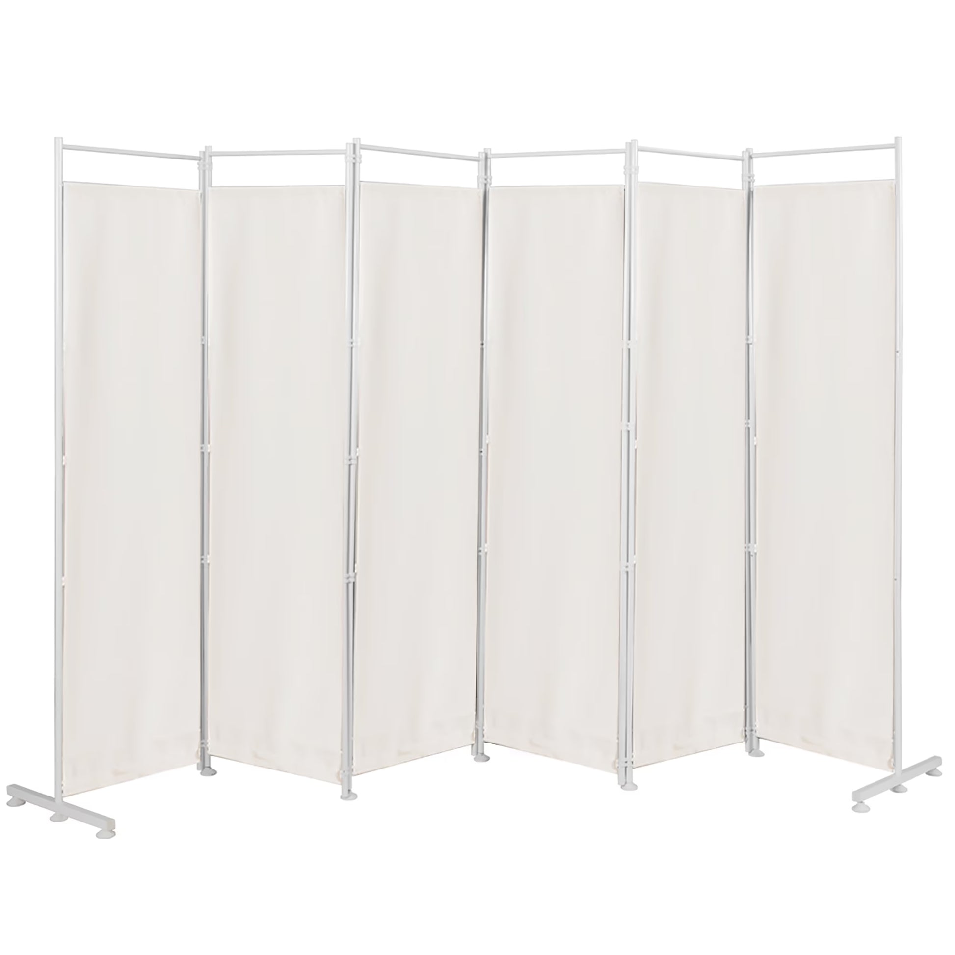 Costway 6-Panel Room Divider Folding Privacy Screen w/Steel Frame Decoration Brown