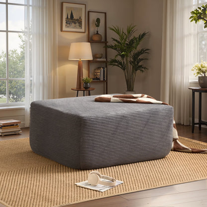 Ovios Oversized Ottoman Footrest for Sofa Large Plush Corduroy Pouf Ottoman Coffee Table Rectangle Floor Bench Extra Seating for Living Room, No Assembly, Beige