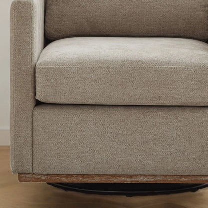 Swivel Accent Chair360 Degree Square Swivel Chair for Living Room, Mid Century Modern Upholstered Swivel Barrel Chair,Comfy Sofa Armchairs for Bedroom,Nursery,Chenille(Beige)
