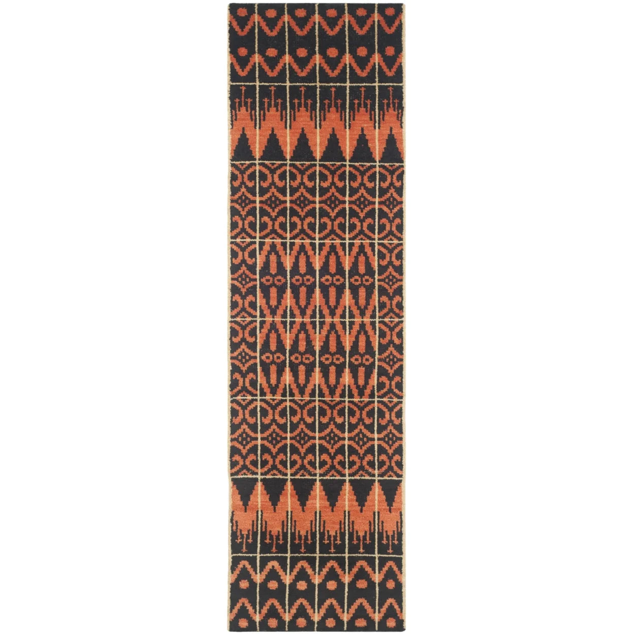 SAFAVIEH Kenya Kestrel Southwestern Wool Area Rug, Orange/Black, 8' x 10'