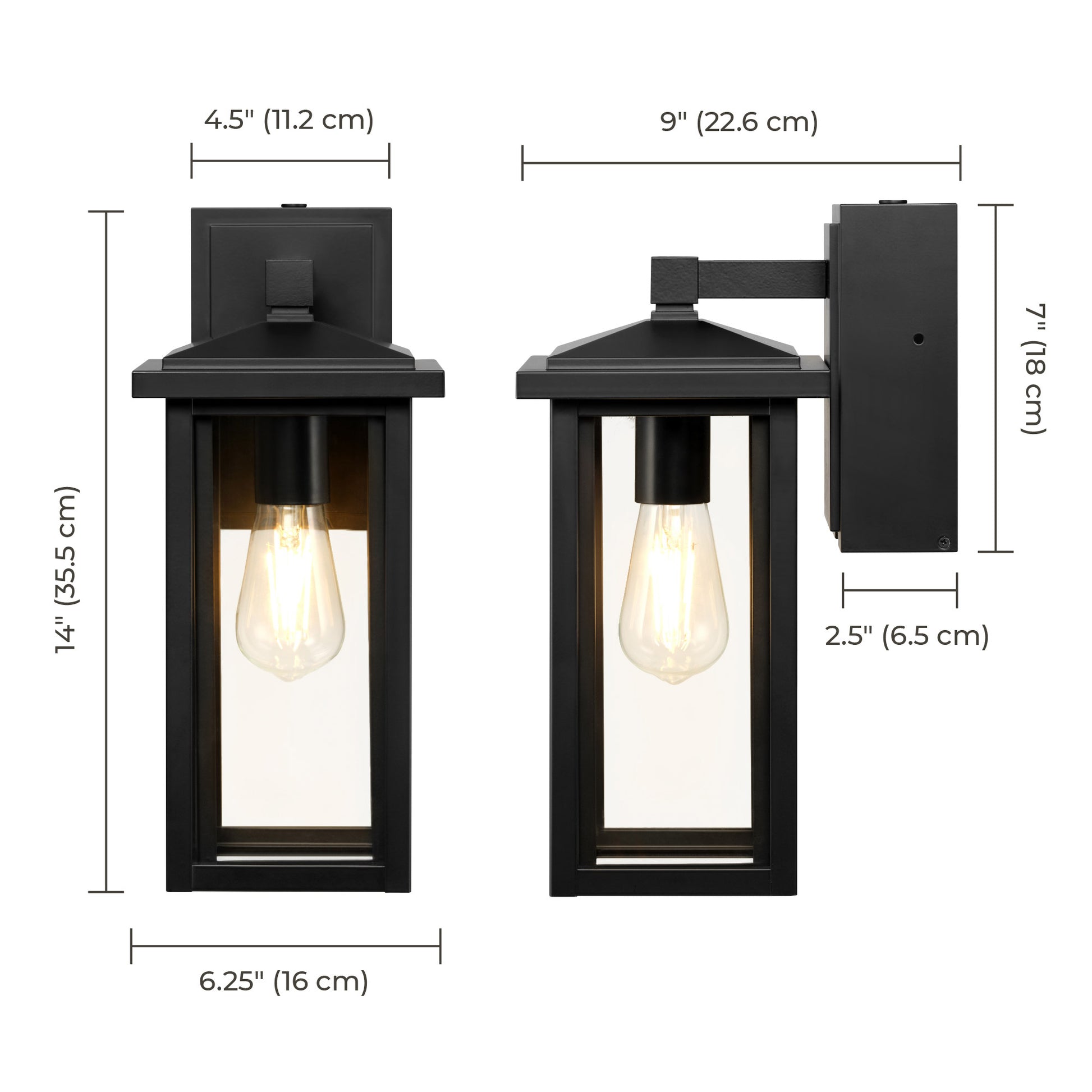 Globe Electric 14' Matte Black Outdoor Wall Light with GFCI Outlet