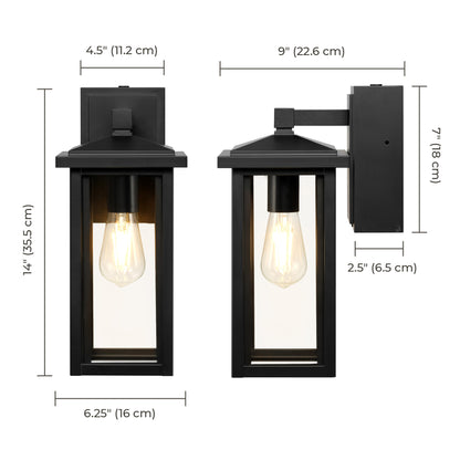 Globe Electric 14' Matte Black Outdoor Wall Light with GFCI Outlet
