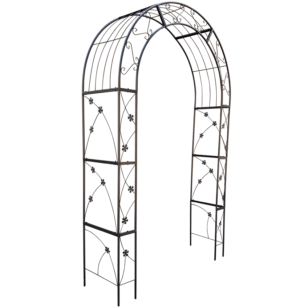 Barara King Garden Plants Arch Trellis,Metal Garden Arch with doors Garden Arbor Trellis Climbing Plants Support Arch Wedding Arch Black