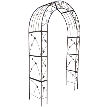 Barara King Garden Plants Arch Trellis,Metal Garden Arch with doors Garden Arbor Trellis Climbing Plants Support Arch Wedding Arch Black