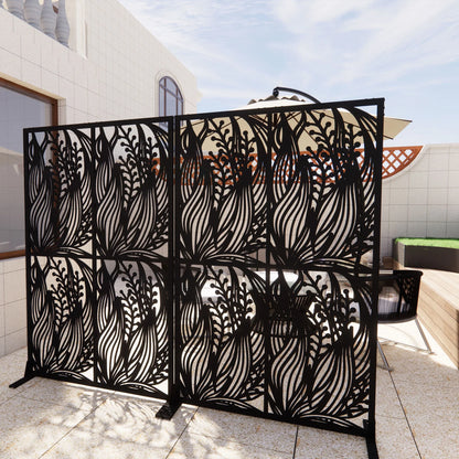 Metal Privacy Screen W3.8Ft X H6Ft Elegant White Bird Shape Outdoor Indoor Room Divider Easy To Assemble Portable Solution For Balcony Garden Patio And Living Room Privacy Needs