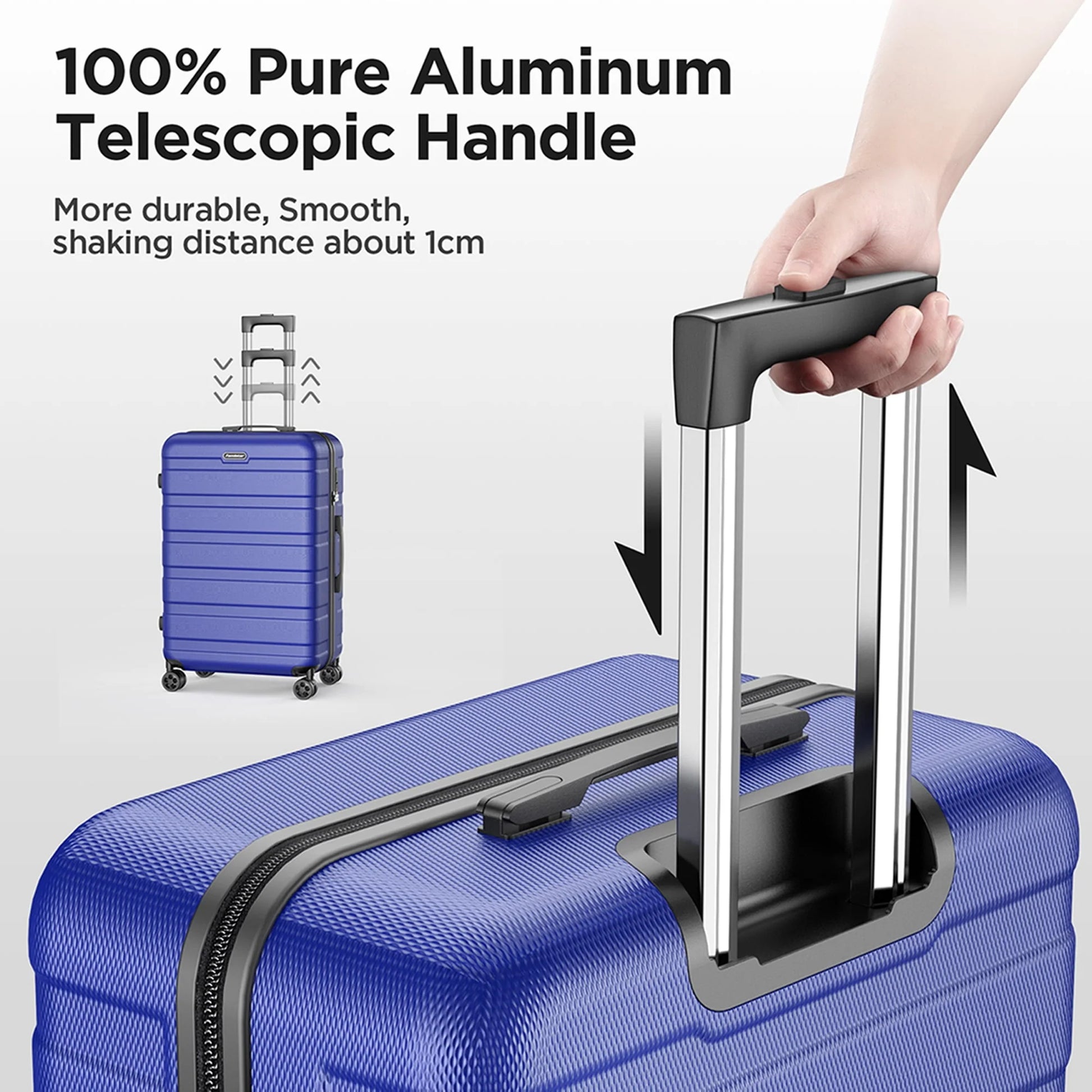Famistar Hardside Luggage Suitcase 4 Piece Set with 360° Double Spinner Wheels Integrated TSA Lock, 14°?Travel Case, 20" Carry-On Luggage, 24" Checked Luggage and 28" Checked Luggage, Blue