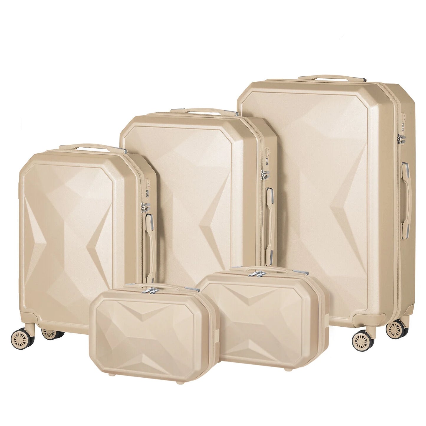Hikolayae Crossroad Collection Hardside Spinner Luggage Sets in Beige, 5 Piece - TSA Lock