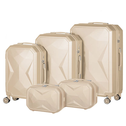 Hikolayae Crossroad Collection Hardside Spinner Luggage Sets in Beige, 5 Piece - TSA Lock