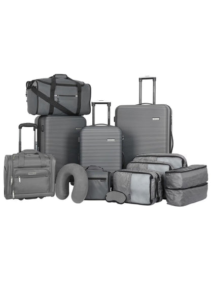 Travelers Club 14 Piece Value Travel Luggage Set - Black