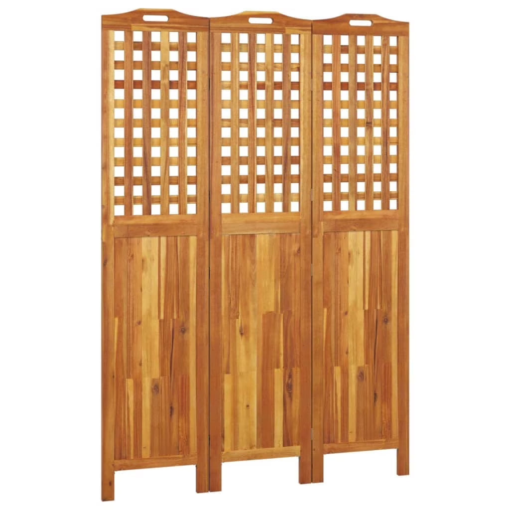vidaXL 3 Panel Room Divider Privacy Room Divider Screen Solid Wood Acacia
