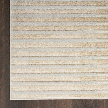 Inspire Me! Home Dcor Brushstrokes Striped Beige Silver 5'3" x 7'3" Area Rug (5x7)