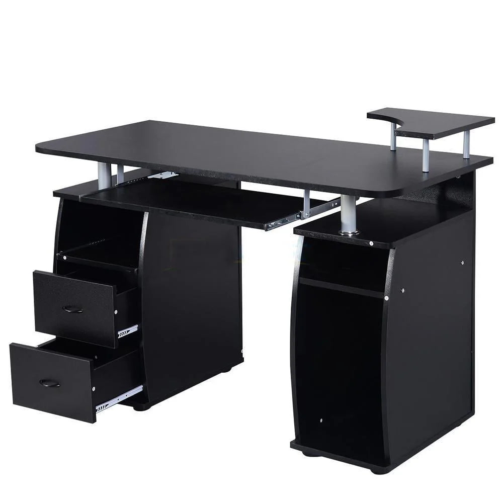 Ktaxon Black Home Office Computer PC Desk Table Work Station,Office Home Raised Monitor & Printer Shelf Furniture