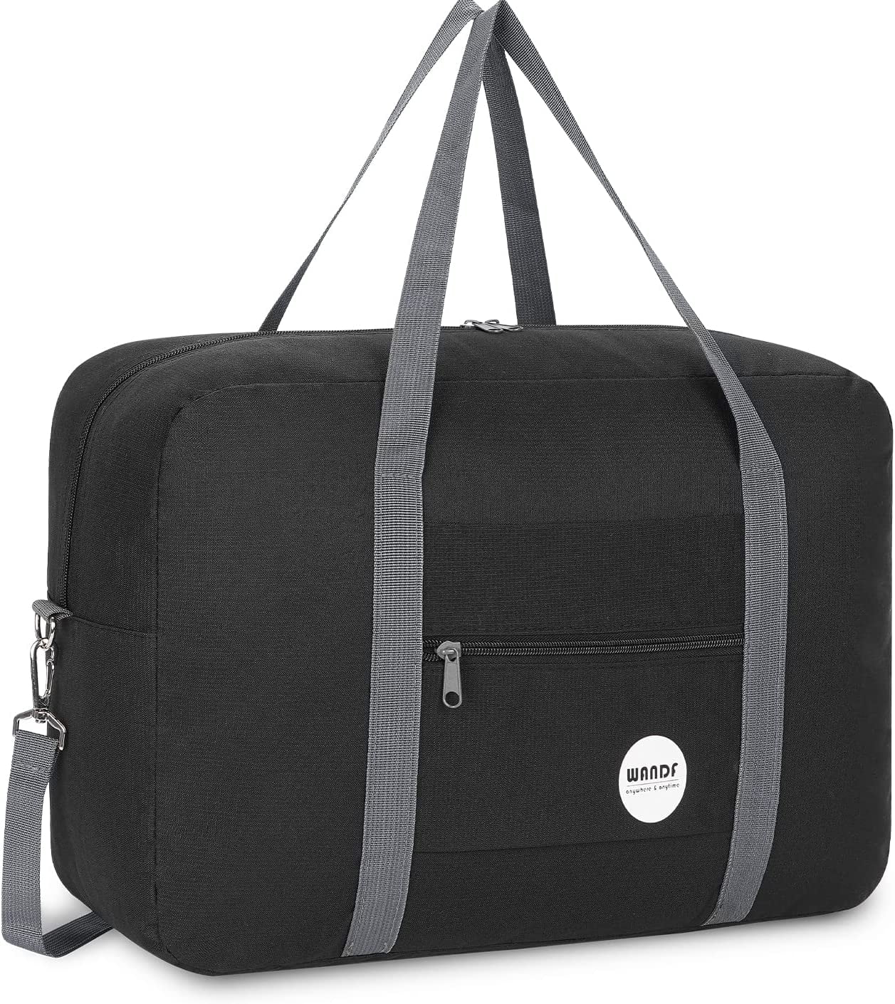 For Spirit Airlines Personal Item Bag 18x14x8 Travel Duffel Bag Underseat Foldable Carry-on Luggage for Women,Black with Shoulder Strap
