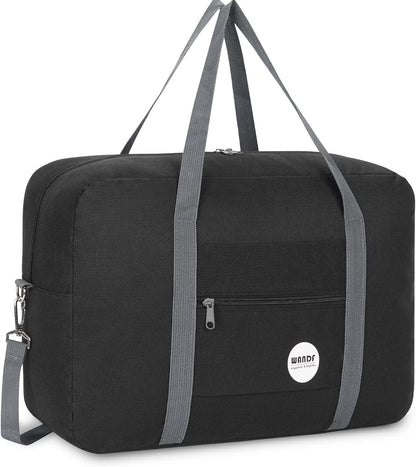 For Spirit Airlines Personal Item Bag 18x14x8 Travel Duffel Bag Underseat Foldable Carry-on Luggage for Women,Black with Shoulder Strap