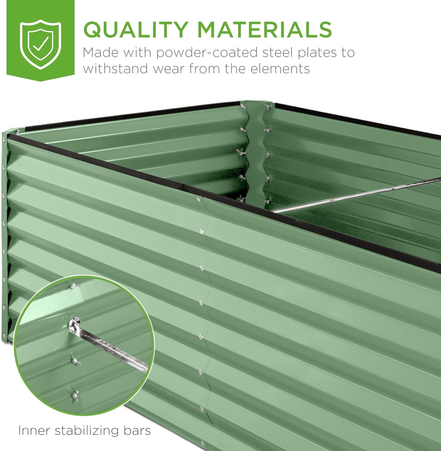 Gloaa 6x3x2ft Outdoor Metal Raised Garden Bed, Deep Root Box Planter for Vegetables, Flowers, Herbs, and Succulents w/269 Gallon CapacitySage Green