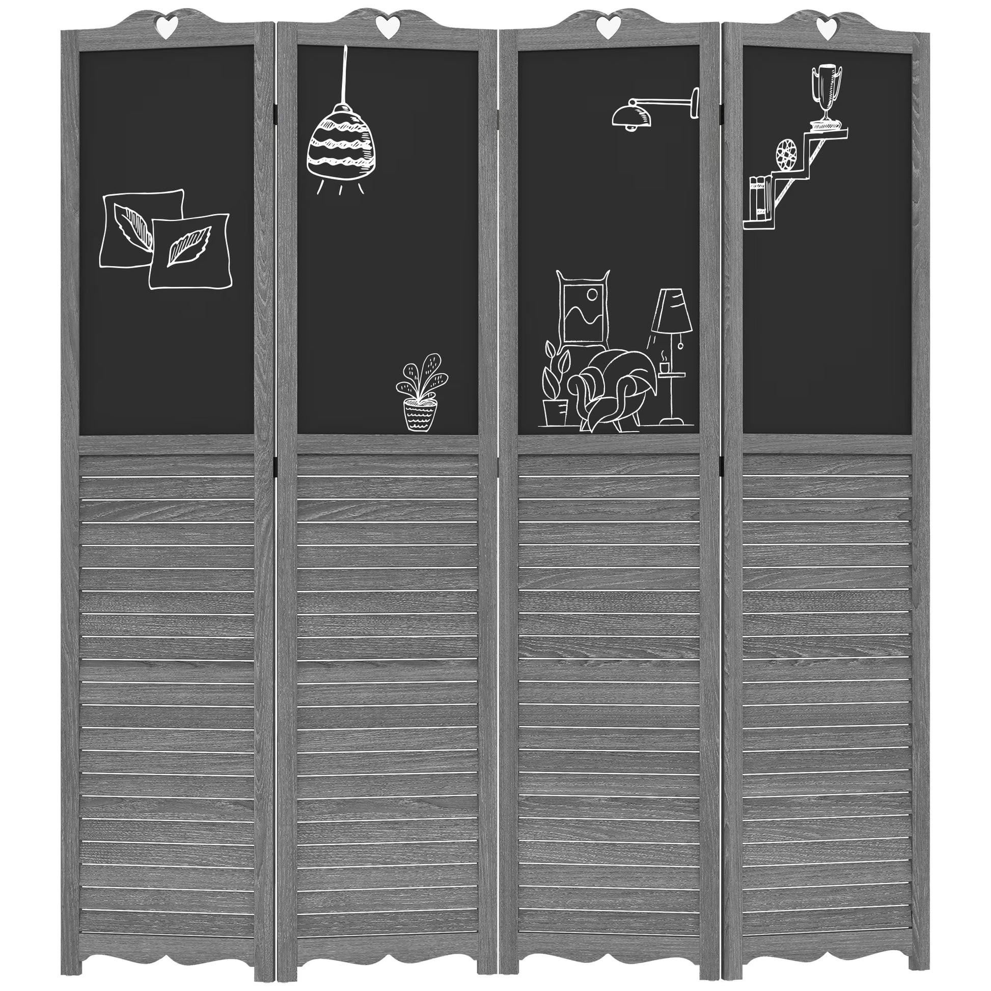 HOMCOM 5.5' 4 Panel Room Divider, Indoor Privacy Screens for Home, Brown