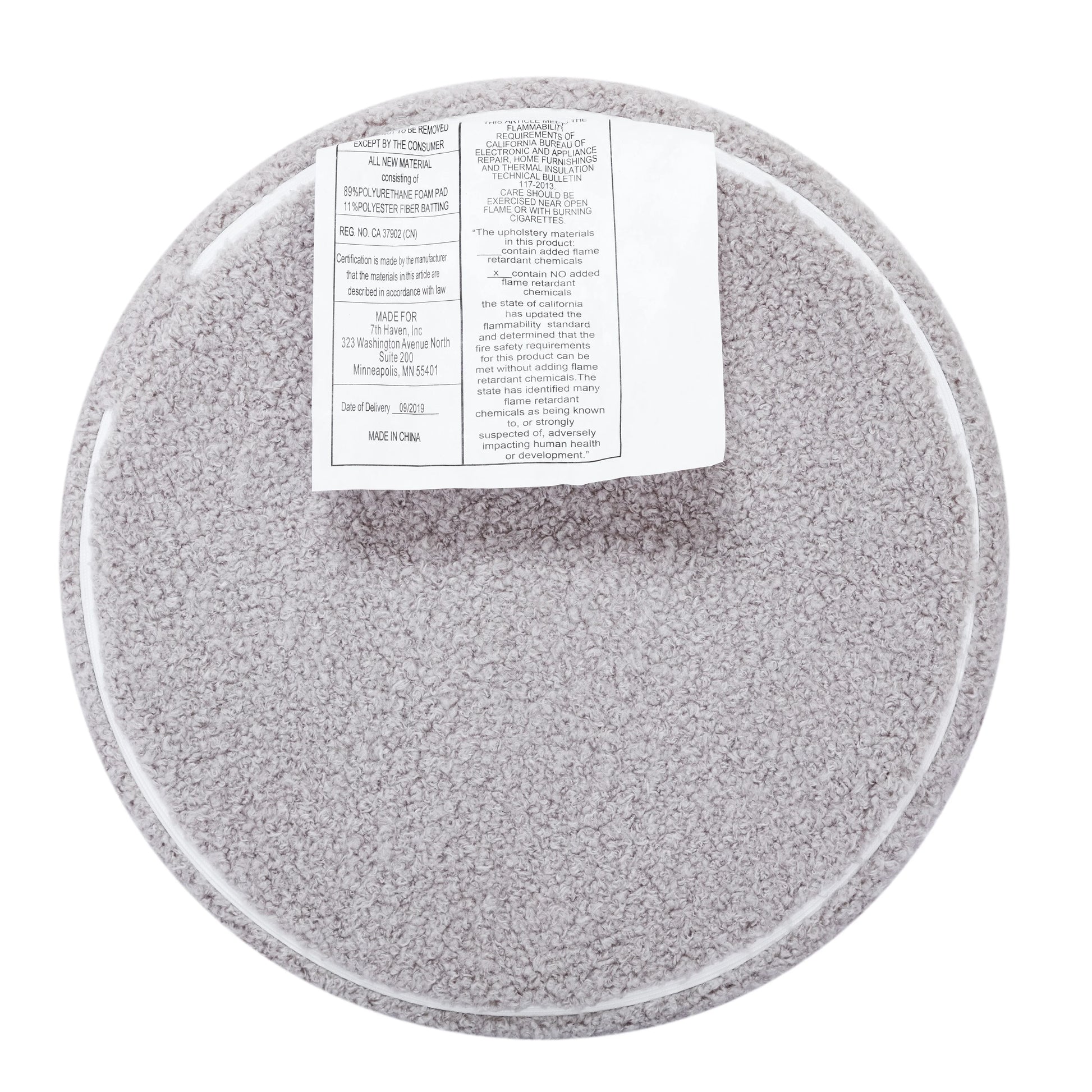 Wovenbyrd Round Pouf Ottoman with Foam Core, Gray - Perfect for Living Room or Bedroom