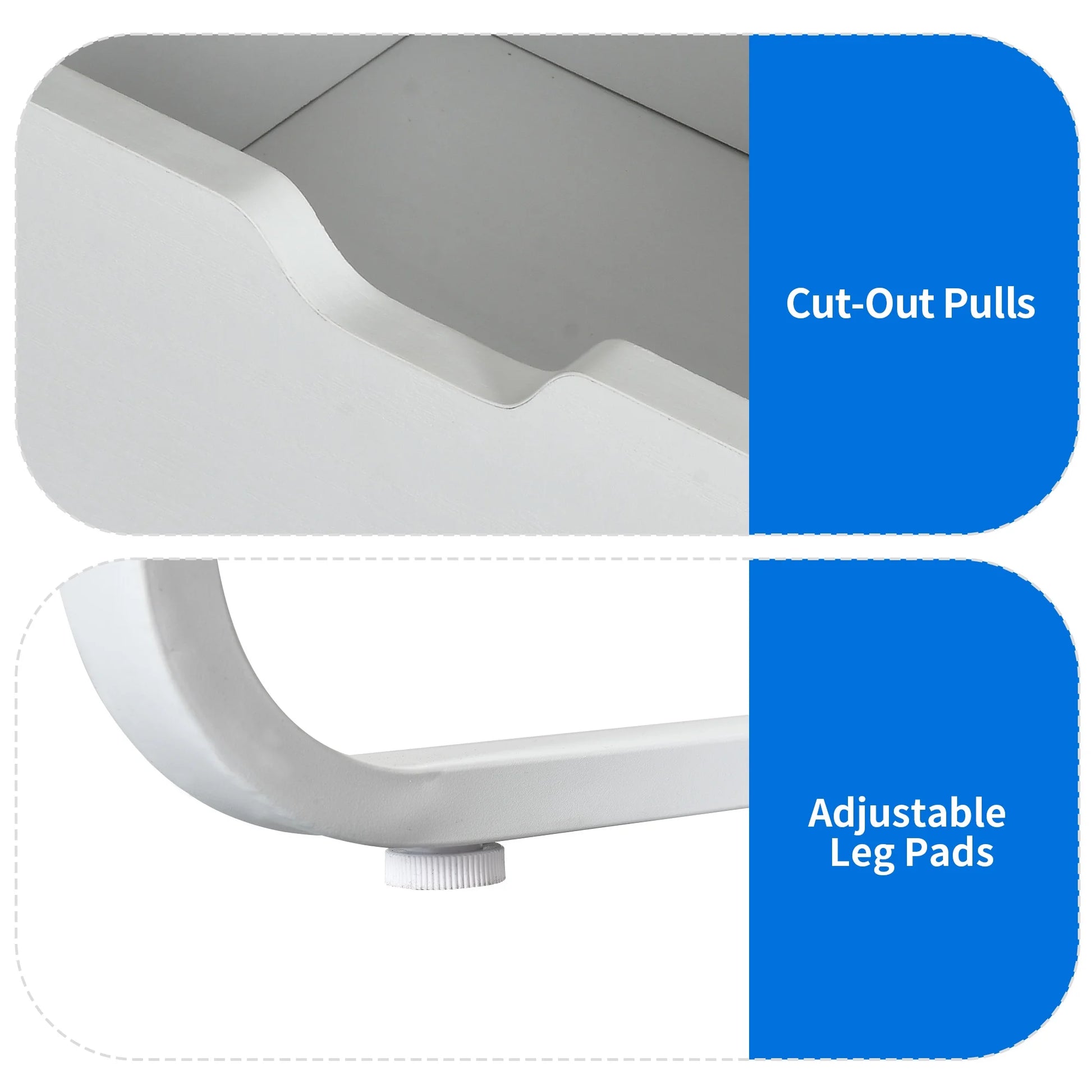 Dextrus L Shaped Desk with Power Outlets & LED Lights, Computer Desk with 3 Drawers and 3 Storage Shelves, White Office Desk Corner Desk for Home Office