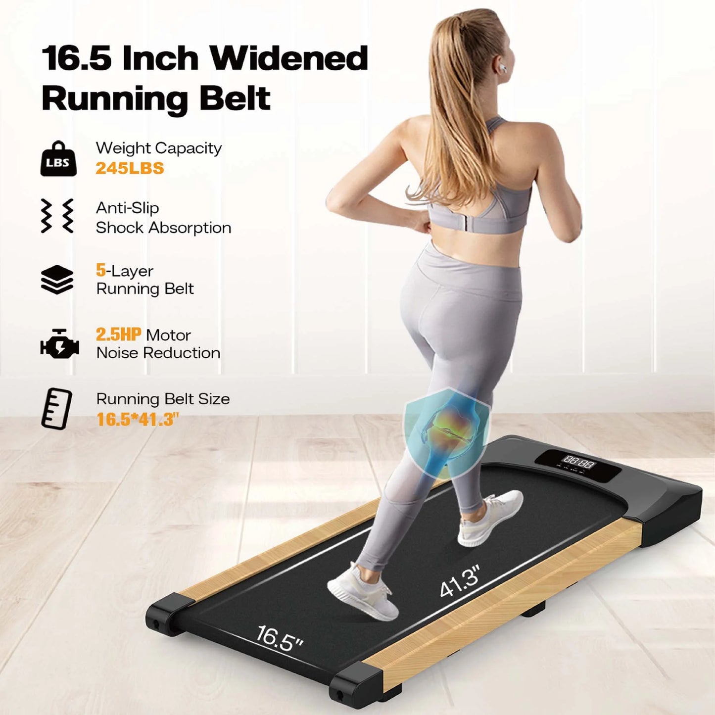 Aukfa Under Desk Treadmill, Slim Walking Pad for Home Office Workout, 245 lb Capacity, 4 mph Speed