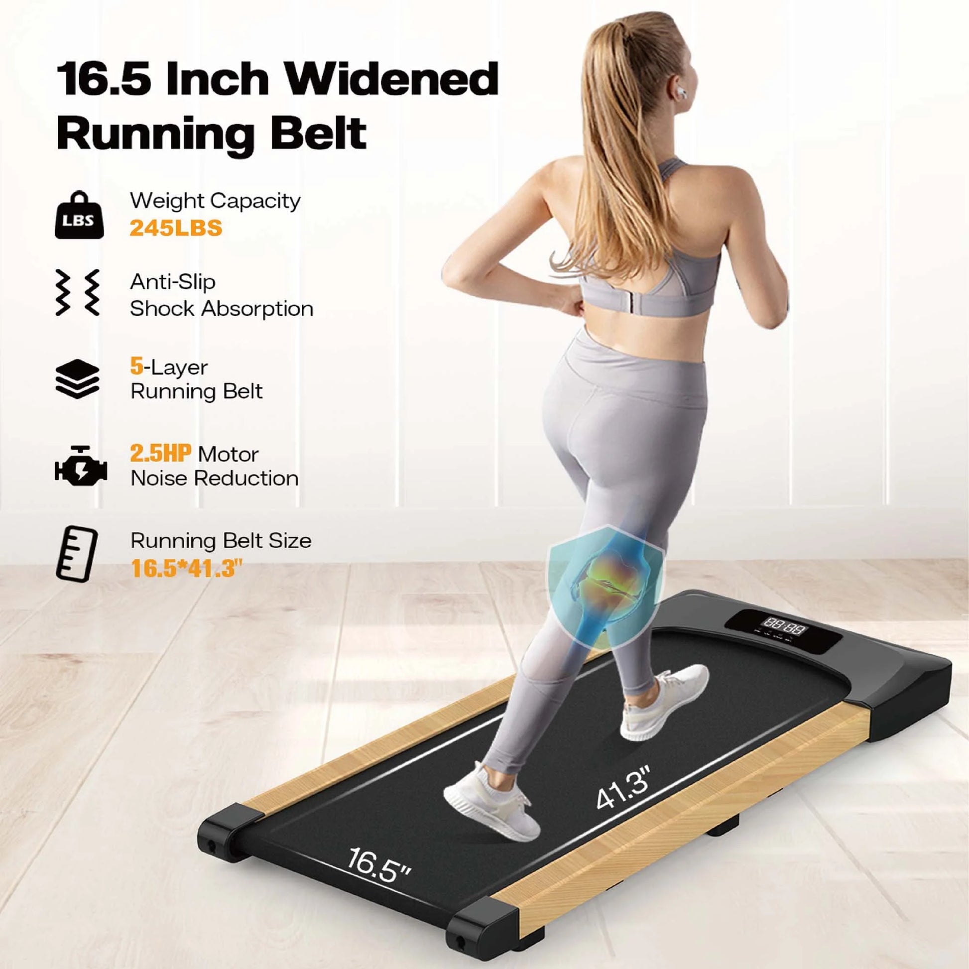 Aukfa Under Desk Treadmill, Slim Walking Pad for Home Office Workout, 245 lb Capacity, 4 mph Speed