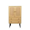 GZXS Storage Cabinet with 2 Rattan Doors & 2 Drawers, Mid Century Modern Buffet Sideboard Kitchen Cupboard for Living Room, Bedroom, Hallway, Home Office, Natural