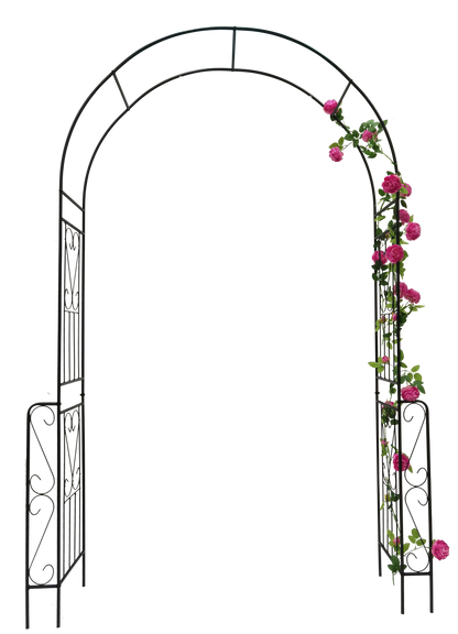 Buytoshop 55''W x 94.5''H Metal Garden Arch, Garden Arbor Trellis for Climbing Plants Support,Black