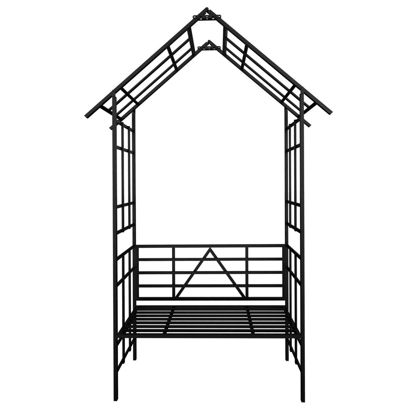 Yoneston 97.24"H Metal Garden Arch with Bench, Turned into Flower Stand for Climbing Plants, Support Rose Arch Outdoor, Black