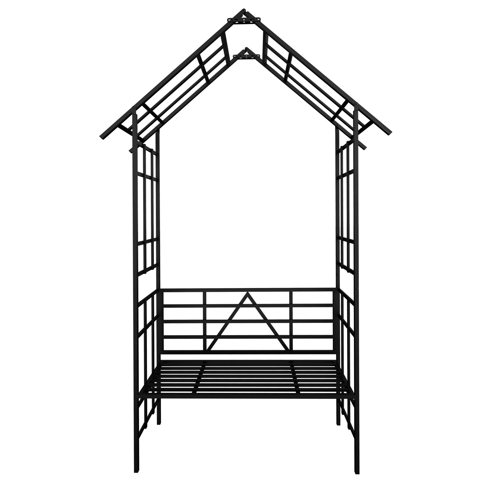 Yoneston 97.24"H Metal Garden Arch with Bench, Turned into Flower Stand for Climbing Plants, Support Rose Arch Outdoor, Black