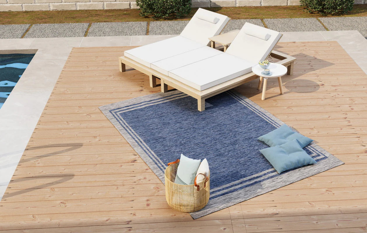 Beverly Rug Indoor/Outdoor Area Rugs, Waterproof Patio Porch Garden Carpet, Azure Blue, 9'x12'