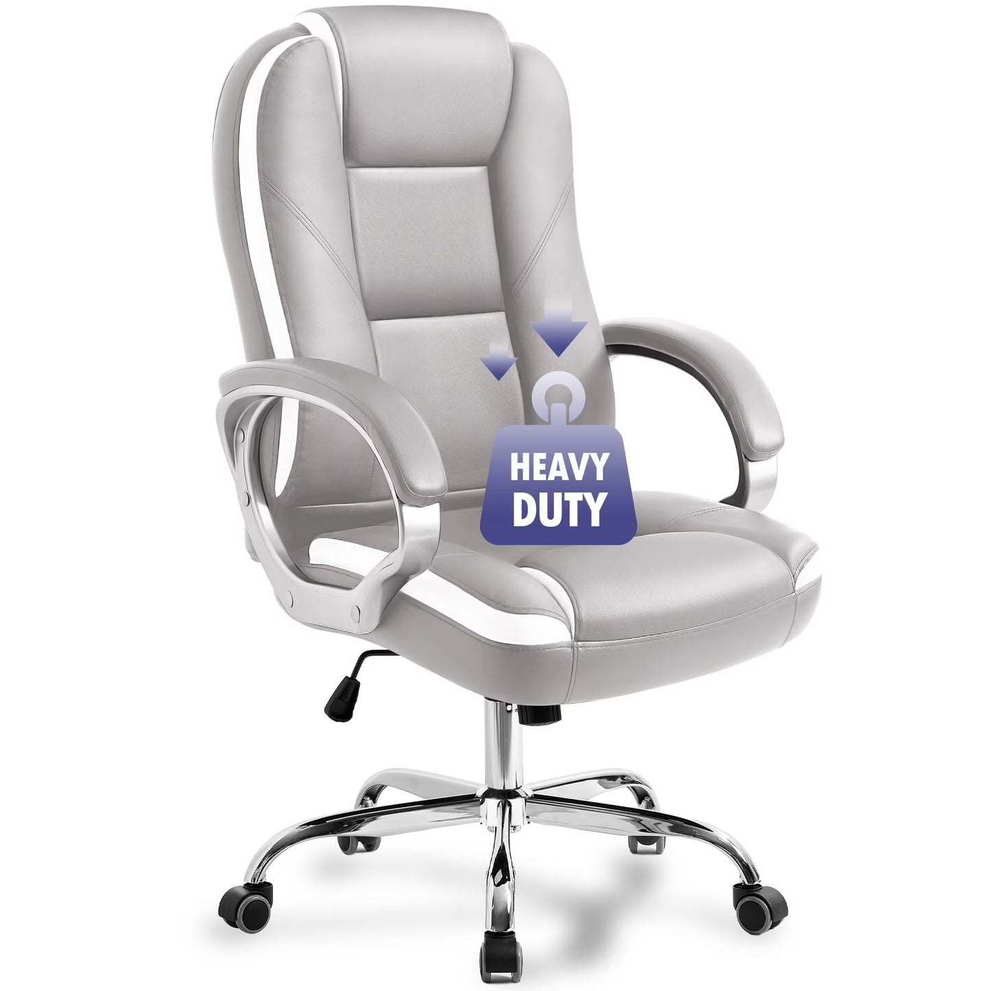 NEO CHAIR Home Office Chair, Heavy Duty Leather Office Chair, Ergonomic High Back Cushion Lumbar Back Support, Computer Desk Executive Chair for Work, 8 Hours Comfort, Jet Black