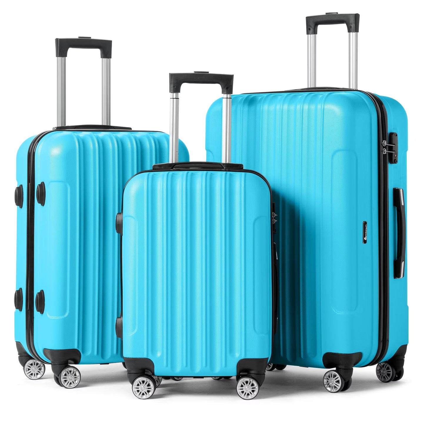 Zimtown 3 Piece Nested Spinner Suitcase Luggage Set With TSA Lock Dark Gray